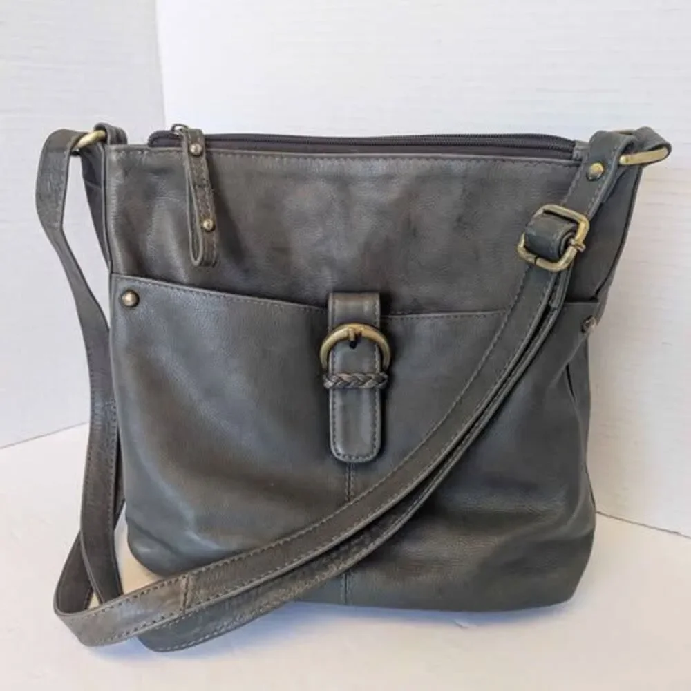 Great American Leather Works Gray Crossbody Messenger Bag Purse for Her 10x9x4